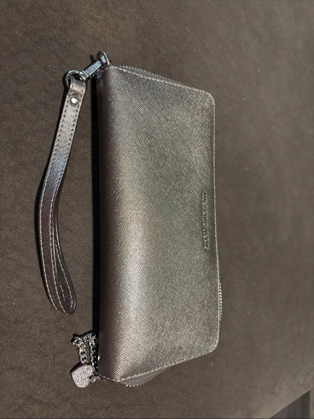 Michael Kors Black Leather Zip Wristlet Card Holder